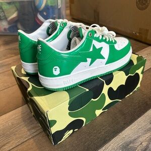 BAPE Green and White Sneakers